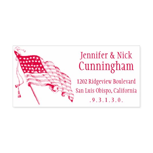 ヴィンテージ米国国旗のSelfInk差出人住所スタンプ セルフインキングスタンプ (デザイン)