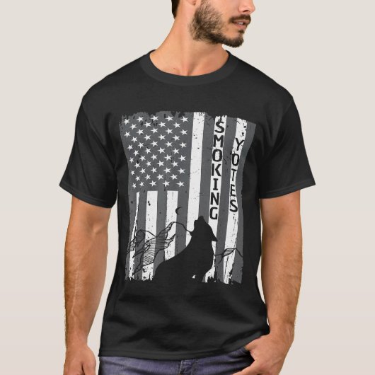 ヴィンテージ米国国旗コヨーテ狩りハンターティーハンターズ Tシャツ (正面)