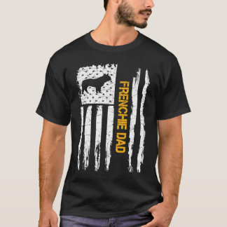 ヴィンテージ米国国旗フランスのブルドッグ犬パパフレンチー Tシャツ