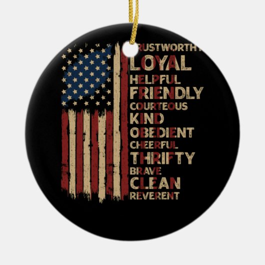 ヴィンテージ米国国旗偵察法 セラミックオーナメント (正面)