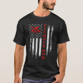 ヴィンテージ米国国旗配管工母給排水設備 Tシャツ (正面)
