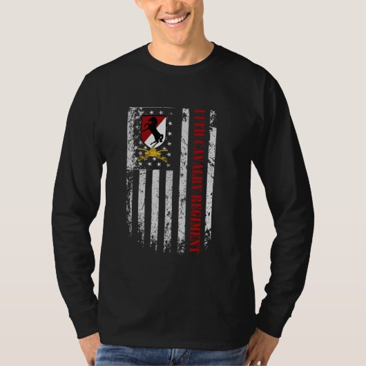 ヴィンテージ米国国旗11期装甲騎兵連隊獣医 Tシャツ (正面)