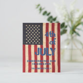 ヴィンテージ米国国旗7月4日お祝い インビテーションポストカード (スタンド正面)