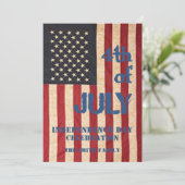 ヴィンテージ米国国旗7月4日お祝い 招待状 (スタンド正面)