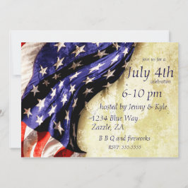 ヴィンテージ米国国旗7月4日 招待状