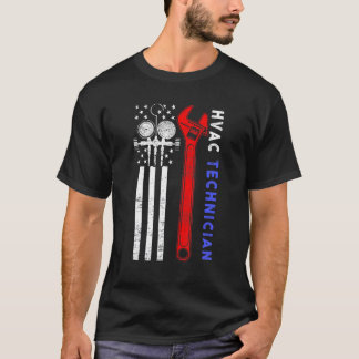 ヴィンテージ米国国旗Hvac技術者Usa Hvac Tec Tシャツ
