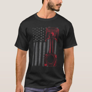 ヴィンテージ米国旗ピストンおもしろいマッスルカーMec Tシャツ
