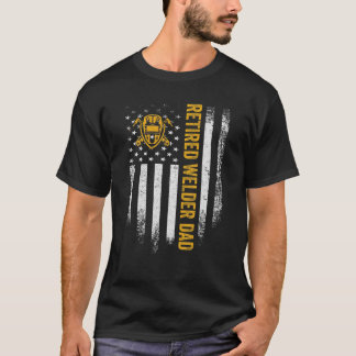 ヴィンテージ米国旗退職した溶接機パパ溶接R Tシャツ