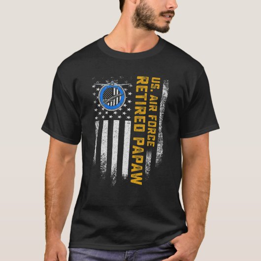 ヴィンテージ米国旗退職した米国空軍退役軍人パパ Tシャツ (正面)