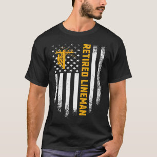 ヴィンテージ米国旗退職した電気ケーブルラインマンレ Tシャツ