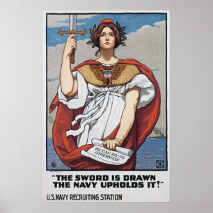 ヴィンテージ米国海軍は剣描かれます ポスター