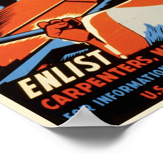 ヴィンテージ米国海軍ポスター – 海軍用に構築 ポスター (角)