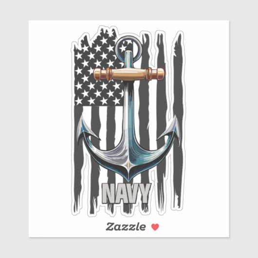 ヴィンテージ米海軍いかりと国旗の愛国的な雰囲気 シール (シート)