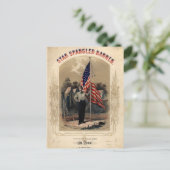 ヴィンテージ米軍兵士と米国国旗 ポストカード (スタンド正面)