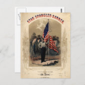 ヴィンテージ米軍兵士と米国国旗 ポストカード (正面/裏面)