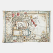 ヴィンテージ粉及びタルクファームパターン キッチンタオル (横)