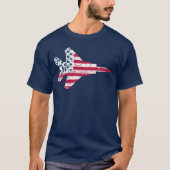 ヴィンテージ粗かった米国旗の殴打のワシ Tシャツ (正面)