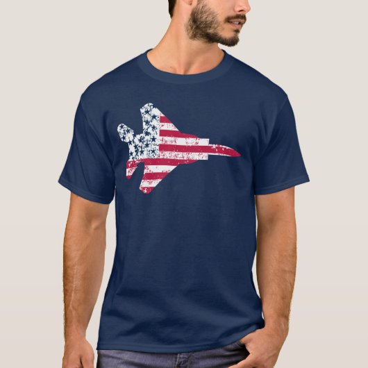 ヴィンテージ粗かった米国旗の殴打のワシ Tシャツ (正面)