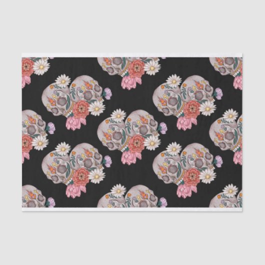 ヴィンテージ糖スカルフローラパーティーギフトティッシュペーパー 薄葉紙 (正面)