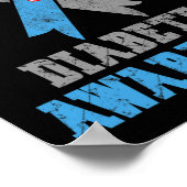 ヴィンテージ糖尿病認識度ブルー&グレーリボン ポスター (角)