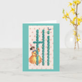 ヴィンテージ糸人形ハイカード カード (黄色い花)