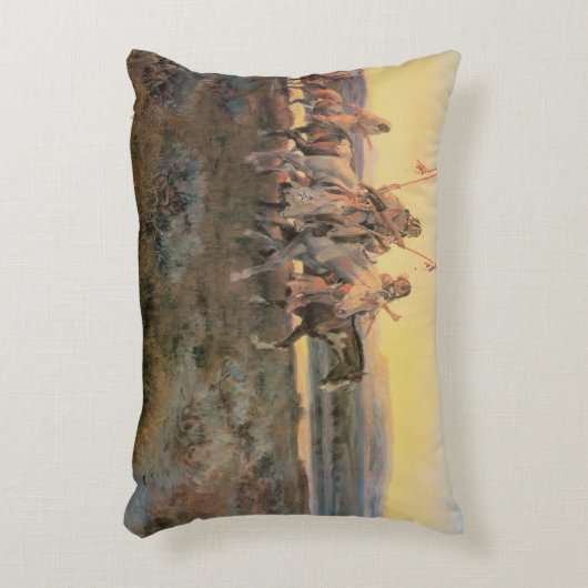 ヴィンテージ系アメリカ人、ピエガンスby CM Russell アクセントクッション (正面(垂直))