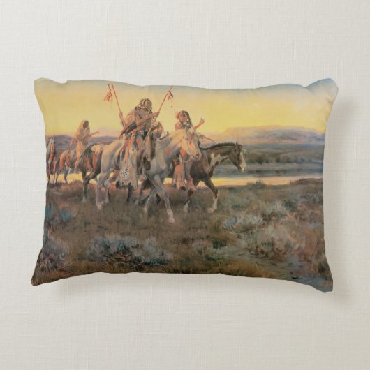 ヴィンテージ系アメリカ人、ピエガンスby CM Russell アクセントクッション (裏面)