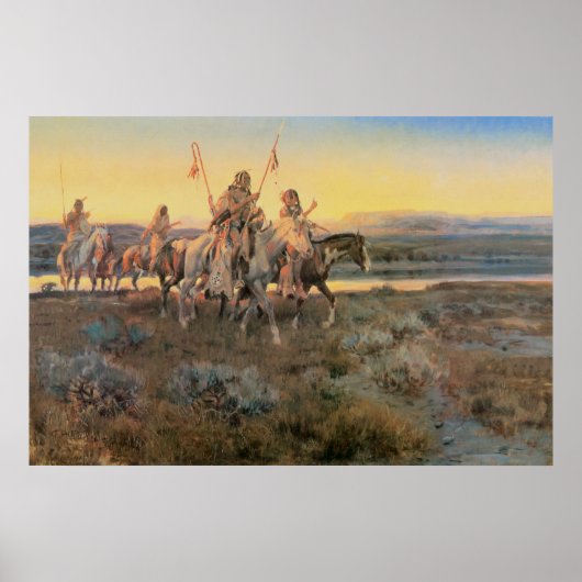 ヴィンテージ系アメリカ人、ピエガンスby CM Russell ポスター (正面)