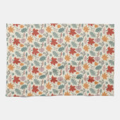 ヴィンテージ紅葉とどんぐりのパターン キッチンタオル (横)