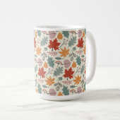 ヴィンテージ紅葉とどんぐりのパターン コーヒーマグカップ (正面右)