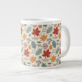 ヴィンテージ紅葉とどんぐりのパターン ジャンボコーヒーマグカップ (正面右)