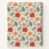 ヴィンテージ紅葉とどんぐりのパターン ノートブック (裏面)