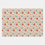 ヴィンテージ紅葉とどんぐりのパターン ラッピングペーパーシート (正面3)