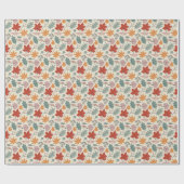 ヴィンテージ紅葉とどんぐりのパターン ラッピングペーパー (フラット)