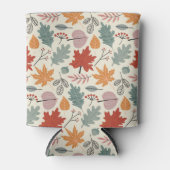 ヴィンテージ紅葉とどんぐりのパターン 缶クーラー (正面)