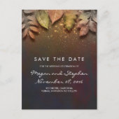 ヴィンテージ紅葉と金ゴールドグリッター日付の保存 案内ポストカード (正面)
