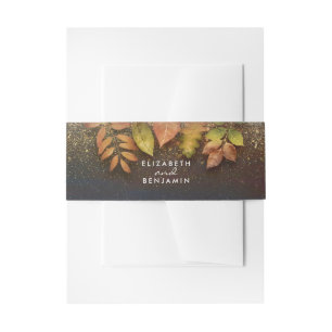 ヴィンテージ紅葉と金ゴールド結婚グリッター 招待状ベリーバンド