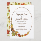 ヴィンテージ紅葉結婚式招待状ベージュ色紙 招待状 (正面/裏面)