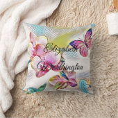 ヴィンテージ紅蘭の花の水色 クッション (ブランケット)