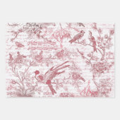 ヴィンテージ紅鳥花図フランスの面 ラッピングペーパーシート (正面2)