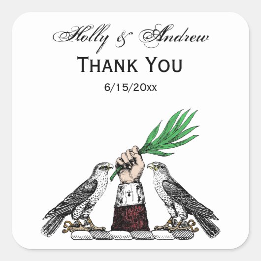 ヴィンテージ紋付き紋章《鳥》ハヤブサ スクエアシール (正面)