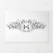 ヴィンテージ紋章イニシャル結婚紋章 三つ折り招待状 (カバー)