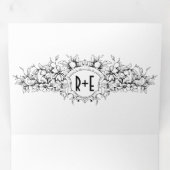 ヴィンテージ紋章イニシャル結婚紋章 三つ折り招待状 (内部最初)