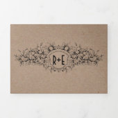 ヴィンテージ紋章オンクラフト紙結婚ズ 三つ折り招待状 (カバー)