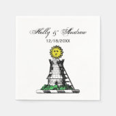 ヴィンテージ紋章中世の城紋章 スタンダードカクテルナプキン (正面)