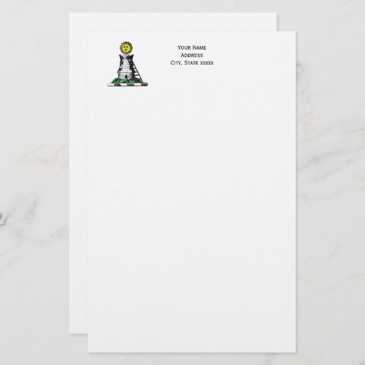 ヴィンテージ紋章中世の城紋章 便箋 (正面/裏面)