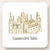 ヴィンテージ紋章城#2クレストフェイク金ゴールド コースター (正面)