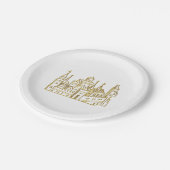 ヴィンテージ紋章城#2クレストフェイク金ゴールド ペーパープレート (アングル)