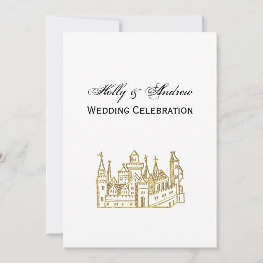 ヴィンテージ紋章城#2クレストフェイク金ゴールド 招待状 (正面)