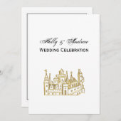 ヴィンテージ紋章城#2クレストフェイク金ゴールド 招待状 (正面/裏面)